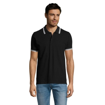 PASADENA MEN - PASADENA męskie polo 200g - Kolor Negro/Blanco