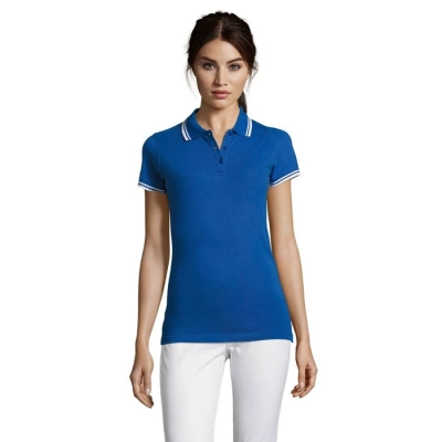 PASADENA WOMEN - PASADENA damskie polo 200g - Kolor Królewski Niebieski/biały