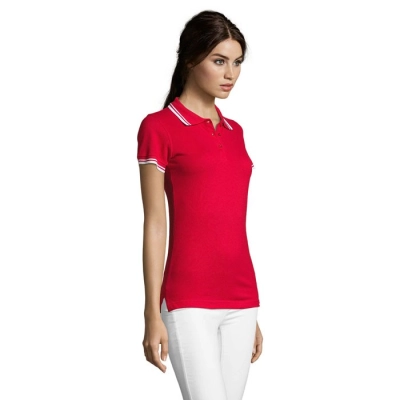 PASADENA WOMEN - PASADENA damskie polo 200g - Kolor Rojo/Blanco