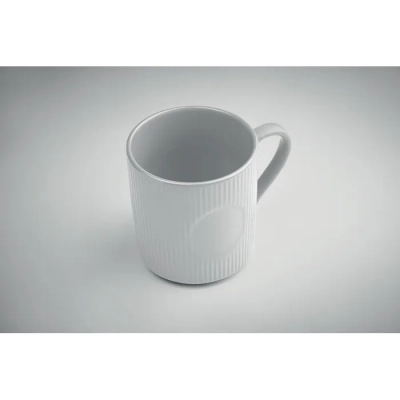 RIBMUG - Kubek ceramiczny w prążki 340 m - Kolor Bialy