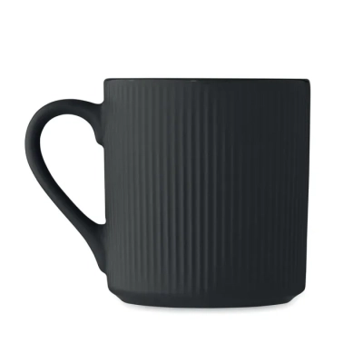 RIBMUG - Kubek ceramiczny w prążki 340 m - Kolor Czarny