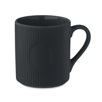 RIBMUG - Kubek ceramiczny w prążki 340 m - Kolor Czarny