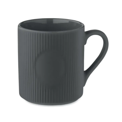 RIBMUG - Kubek ceramiczny w prążki 340 m - Kolor Kamienny Szary