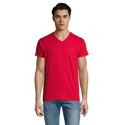 IMPERIAL V MEN - IMPERIAL Męski V T-shirt -WH-3XL - Kolor Czerwony