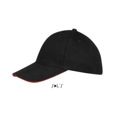 BUFFALO - SIX PANEL CAP - Kolor Negro/Rojo
