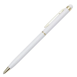 Długopis aluminiowy Touch Tip Gold  - kolor biały