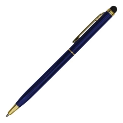 Długopis aluminiowy Touch Tip Gold kolor granatowy