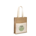BRAGA. Jutowa torba(240 g/m²) z kieszenią ze 100% bawełny (140 gm²)