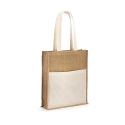 BRAGA. Jutowa torba(240 g/m²) z kieszenią ze 100% bawełny (140 gm²)